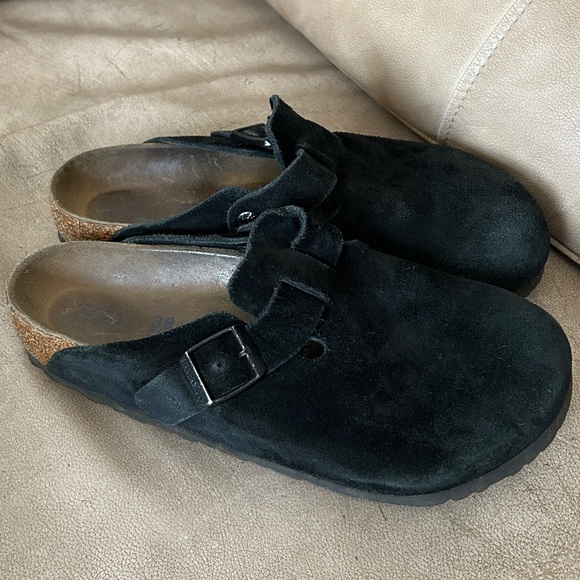 Birkenstock Shoes - Birkenstock Black Suede Boston Mules